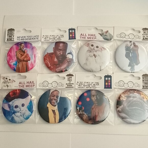 8 BIG BUTTONS! The 15th DOCTOR WHO, 2 1/4" / 58mm BUTTONS, Ncuti Gatwa, The MEEP - Picture 7 of 10